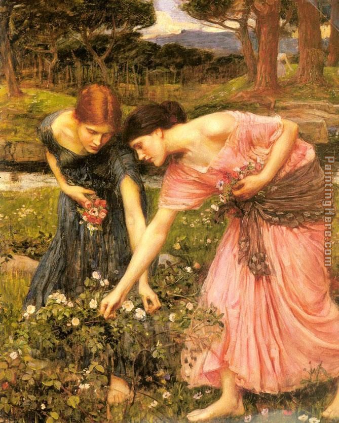 Gather ye rosebuds while ye may painting - John William Waterhouse Gather ye rosebuds while ye may art painting